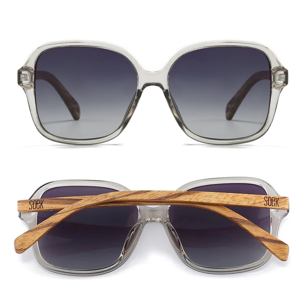 SCARLETT GREY MIST Grey Lens l Walnut Wood Arms