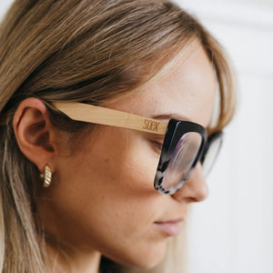 Buy Online Fashion Sustainable RIVIERA BLACK/IVORY - Wooden Magnifying Blue Light Blocking Readers - Available in strengths +1.5 / +2 / +2.5 with Exceptional Comfort - Soek New Zealand