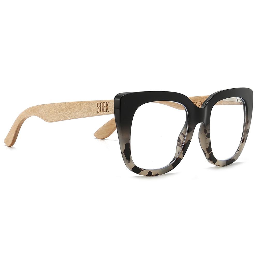 Buy Online Fashion Sustainable RIVIERA BLACK/IVORY - Wooden Magnifying Blue Light Blocking Readers - Available in strengths +1.5 / +2 / +2.5 with Exceptional Comfort - Soek New Zealand